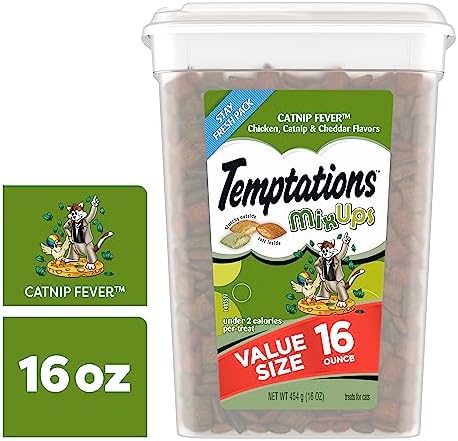 TEMPTATIONS MIXUPS Crunchy and Soft Cat Treats Catnip Fever Flavor, 16 oz. Tub Pet Supplies - Image 10