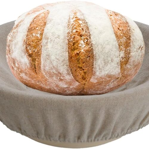 Crystal Lemon Banneton Basket – 9-Inch Sourdough Bread Proofing Basket with Liner, Ideal Bread Making Tool for Artisans