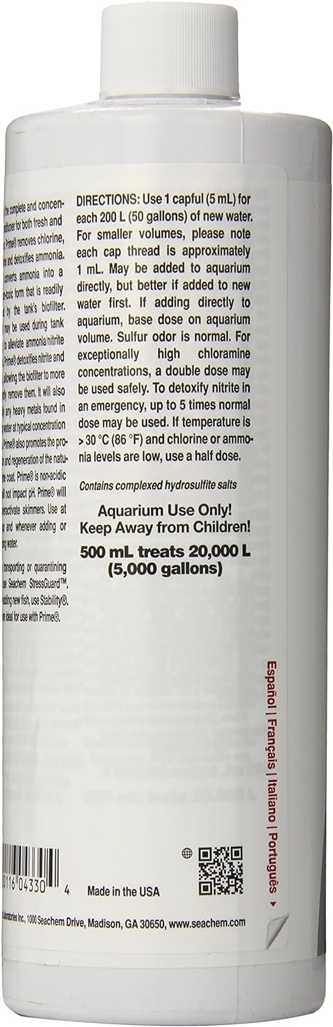 Seachem Prime Fresh and Saltwater Conditioner - Chemical Remover and Detoxifier 500 ml - Image 4