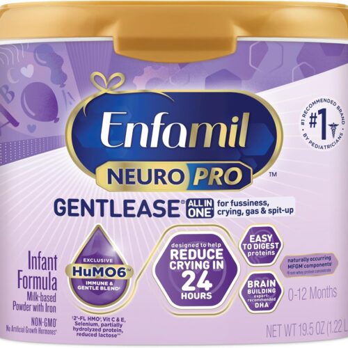 Enfamil NeuroPro Gentlease Baby Formula, Brain Building DHA, HuMO6 Immune Blend, Designed to Reduce Fussiness, Crying, Gas & Spit-up in 24 Hrs, Gentle Infant Formula Powder, Baby Milk, 19.5 Oz Tub