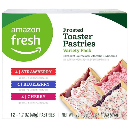 Amazon Fresh - Toaster Pastries Variety Pack (Strawberry, Blueberry, Cherry), 12ct