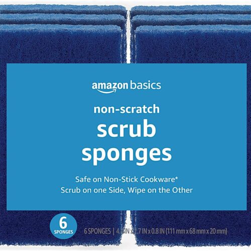 Amazon Basics Non-Scratch Sponges, 6-Pack, Blue