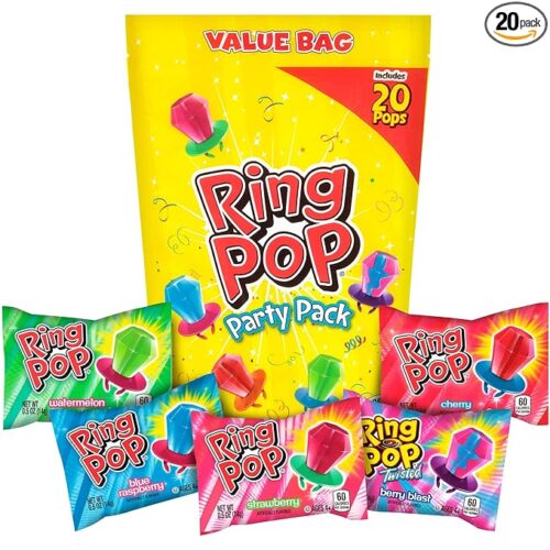 Ring Pop Bulk Easter Candy Lollipop Variety Party Pack - 20 Count Lollipops w/ Assorted Flavors - Candy For Party Favors, Easter Egg Hunt, Easter Basket Stuffers, Gift Exchange