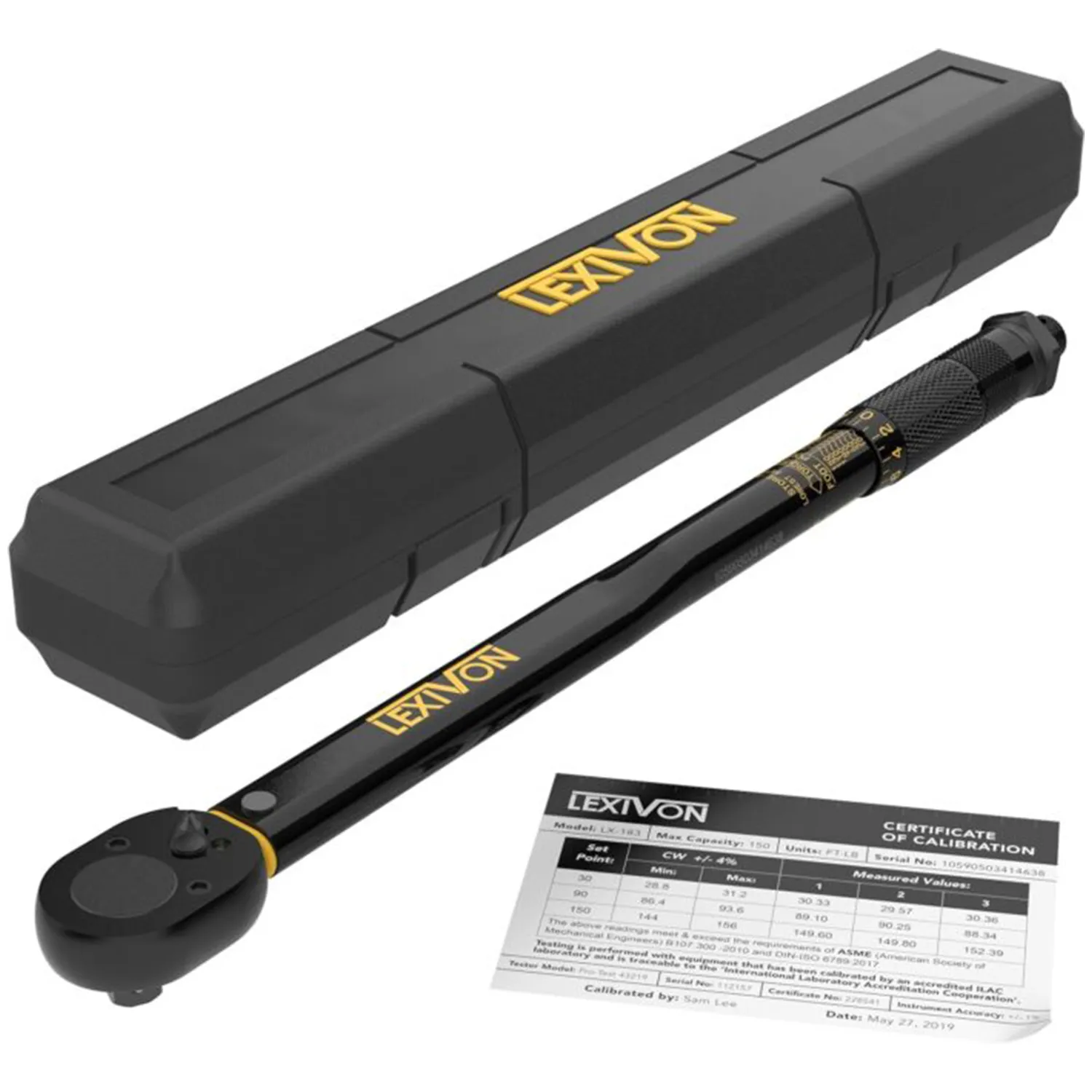 LEXIVON Torque Wrench 1/2-Inch Drive Click 10~150 Ft-Lb/13.6~203.5 Nm (LX-183)